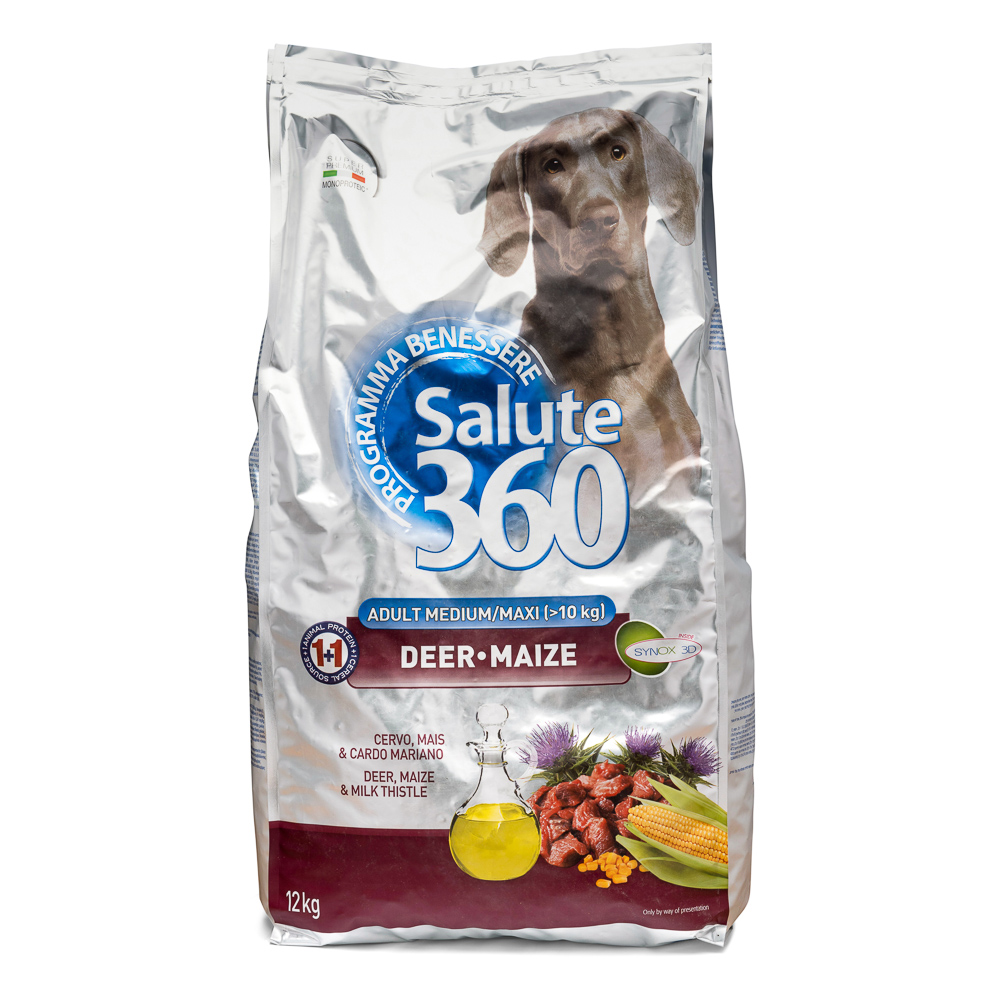 Hrană uscată pentru câini Salute Medium & Large, căprioară și porumb, 12 kg