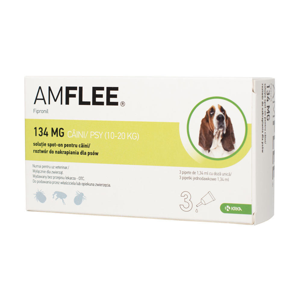 Amflee dog M 10-20kg, 3pipete/cutie