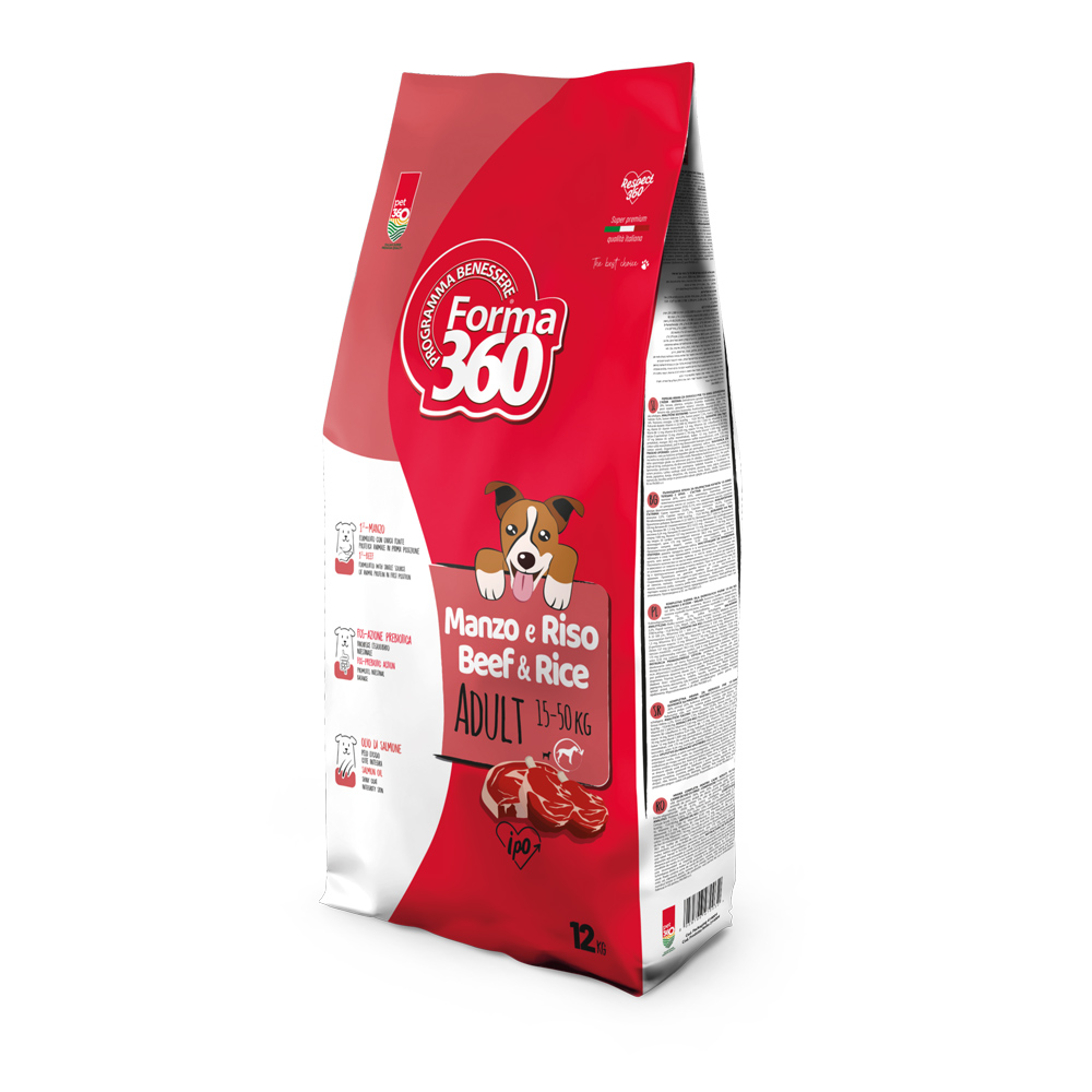 Hrană uscată pentru câini Forma 360 Adult, vită și orez, 12 kg