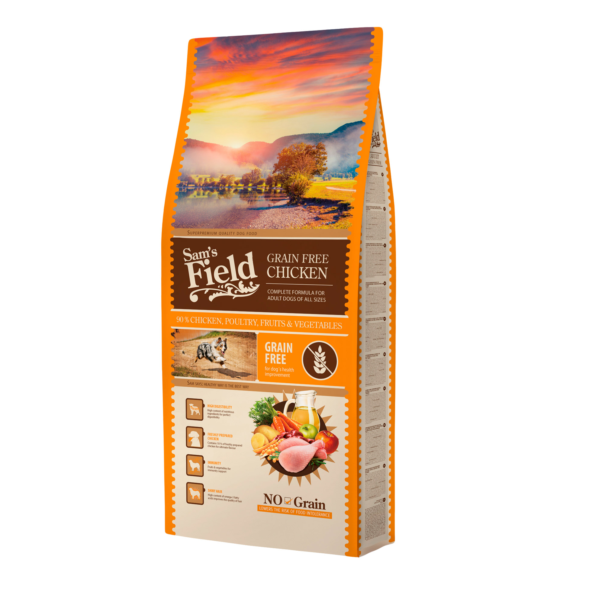 Hrană uscată pentru câini Sam's Field Adult Grain Free, pui, 13 kg