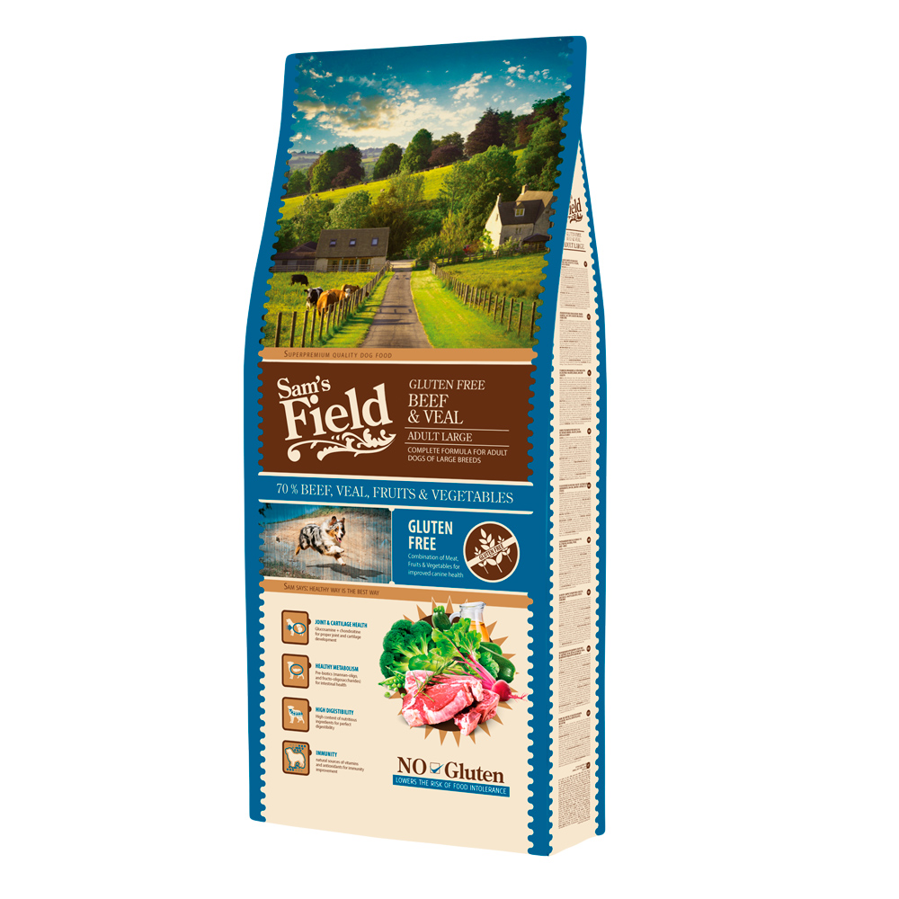 Hrană uscată pentru câini Sam's Field Adult Large, vită și vițel, 13 kg