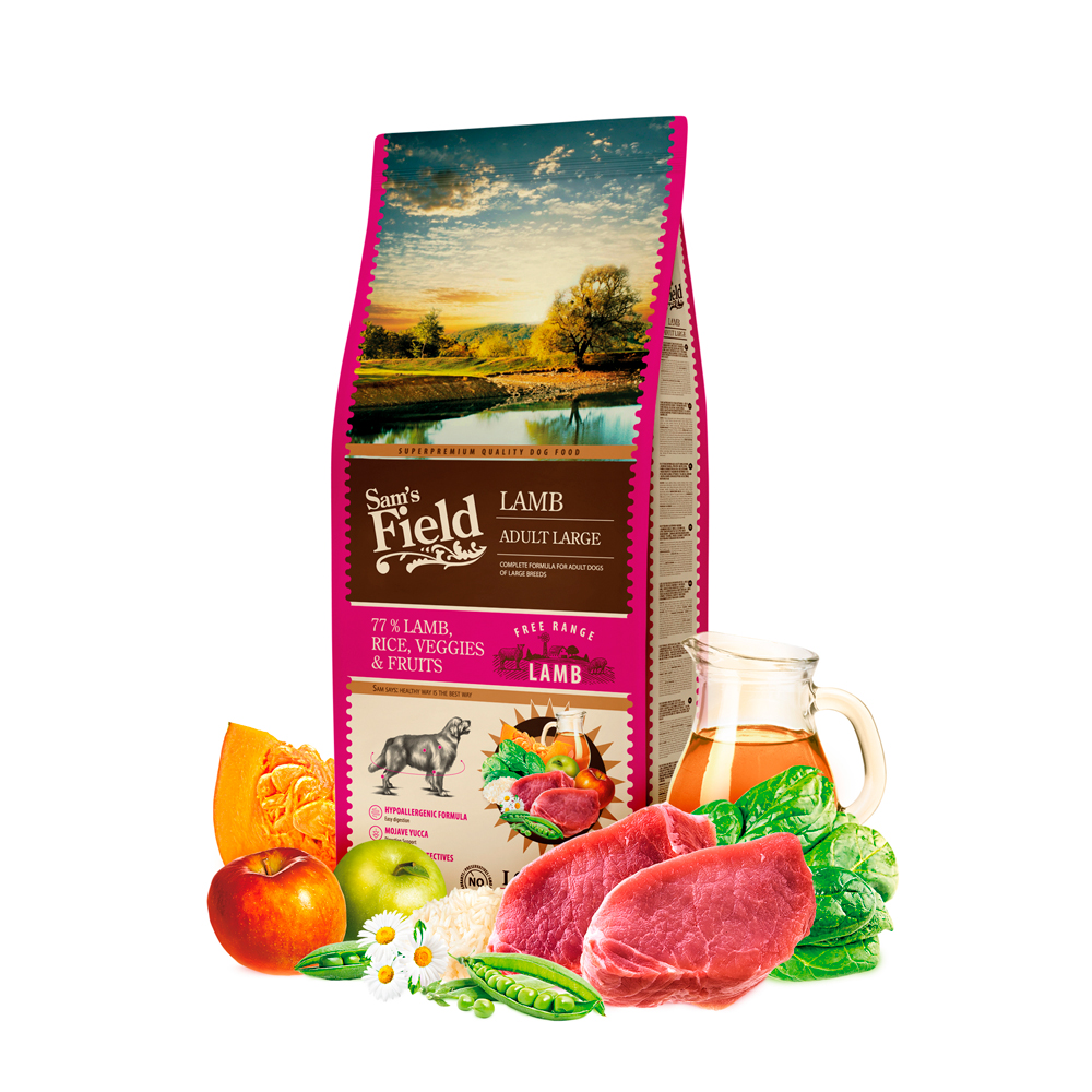 Hrană uscată pentru câini Sam's Field Adult Large Breed, miel, 13 kg