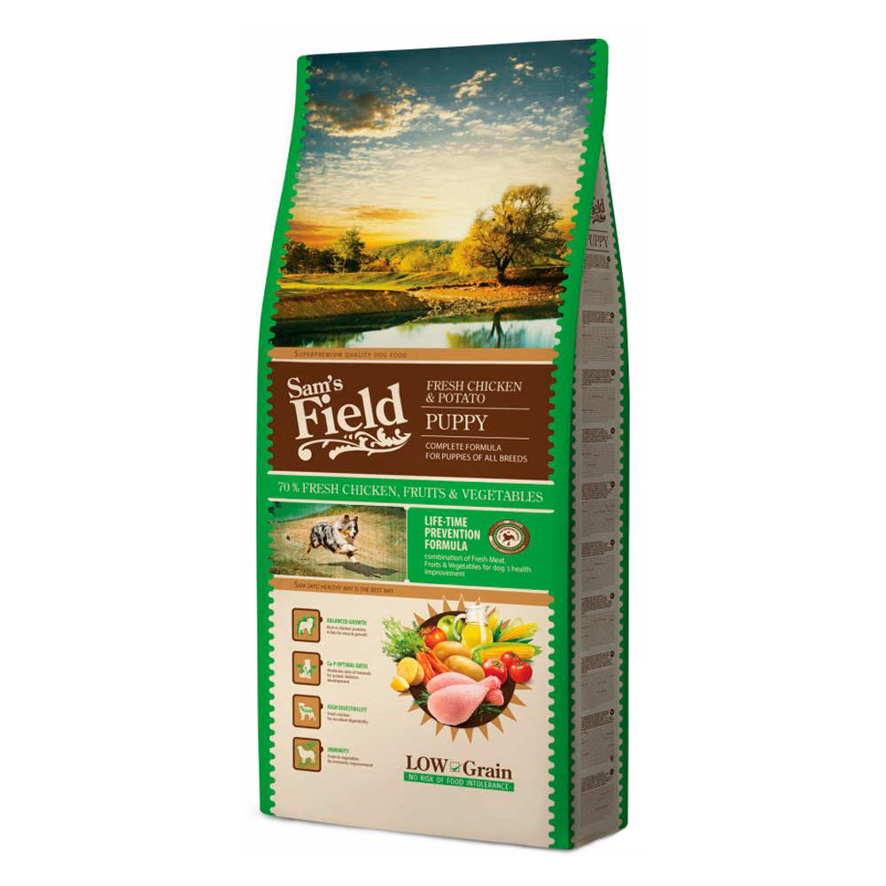 Hrană uscată pentru căței Sam's Field Fresh Puppy, pui și cartofi, 13 kg