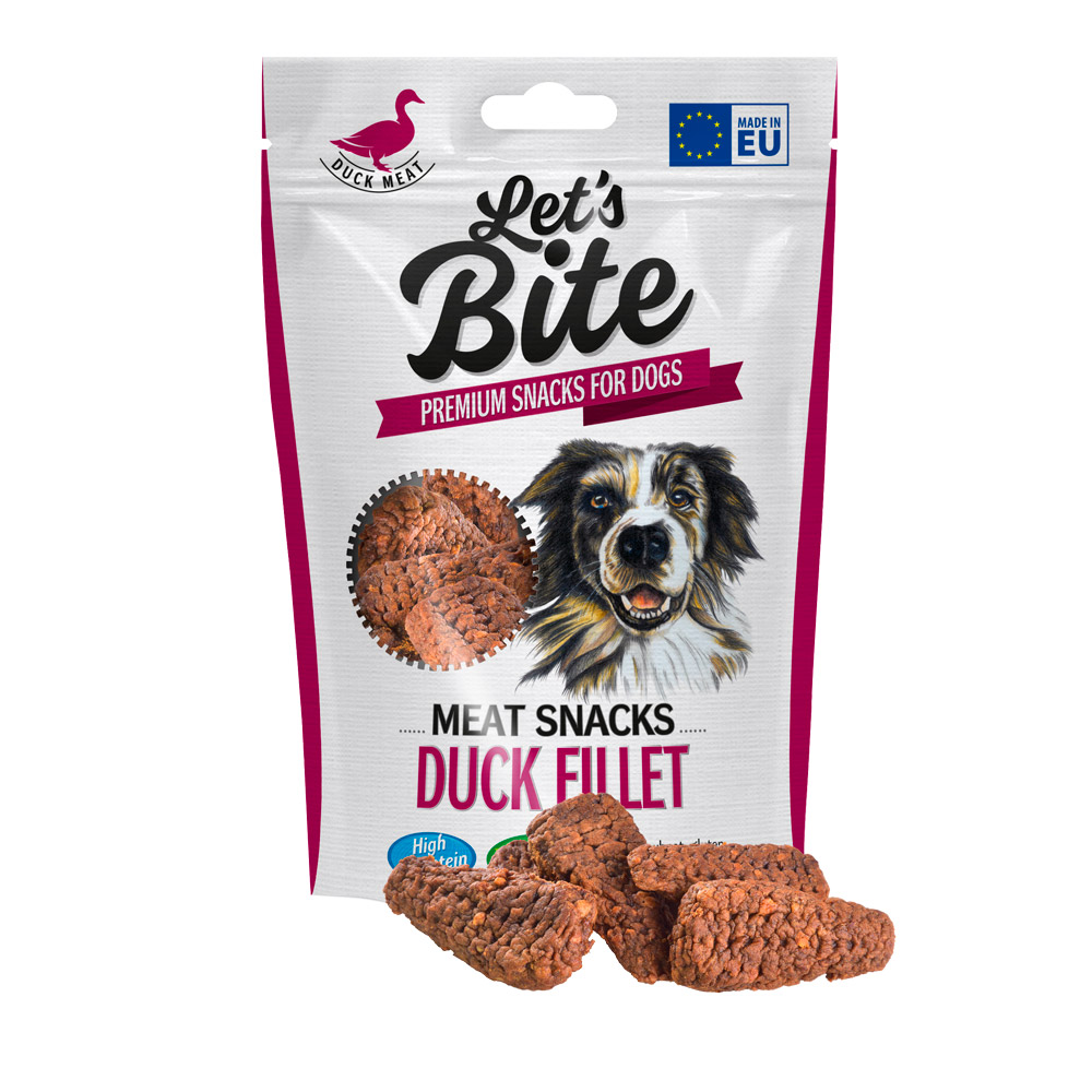 Recompense pentru câini Brit Let's Bite Meat Snacks, file de rață, 80 g