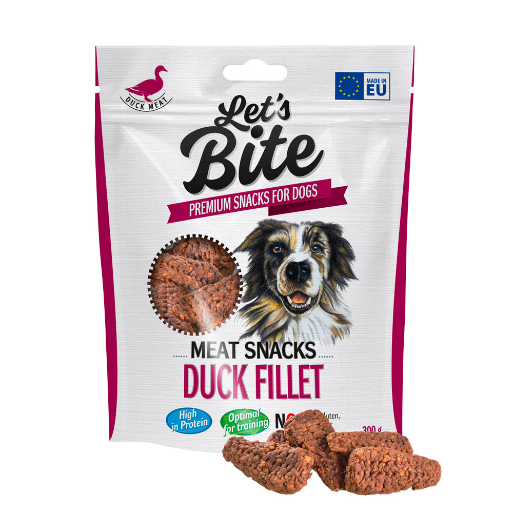 Recompense pentru câini Brit Let's Bite Meat Snacks, file de rață, 300 g