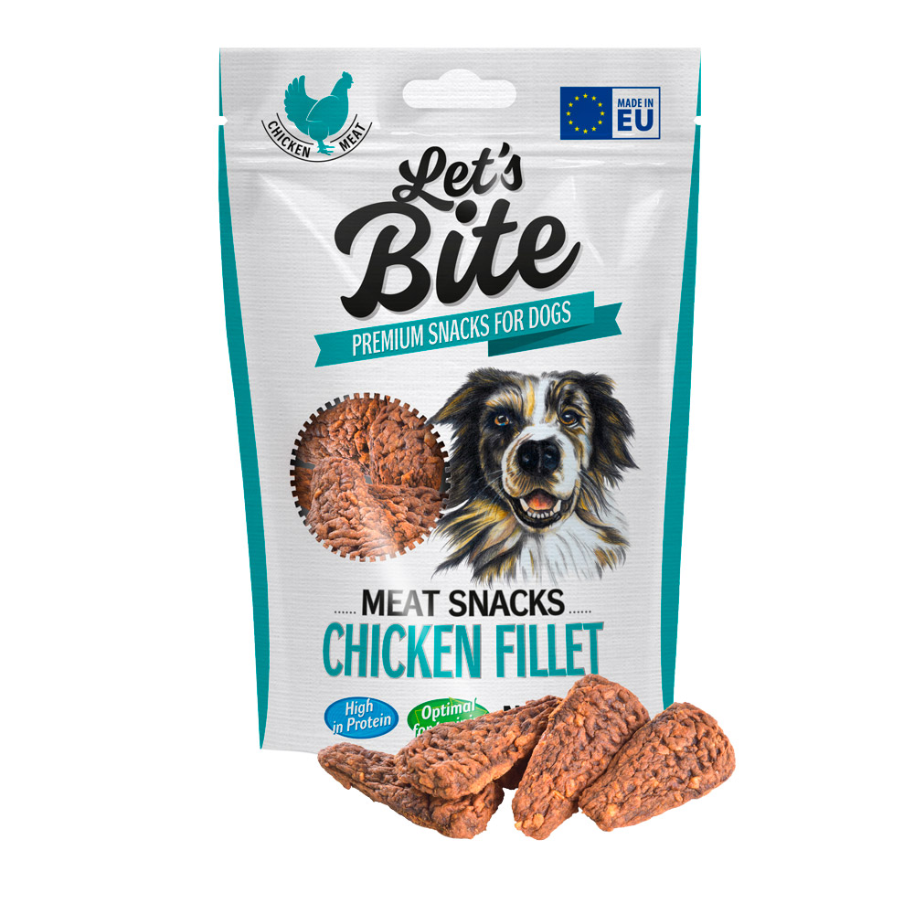 Recompense pentru câini Brit Let's Bite Meat Snacks, file de pui, 80 g