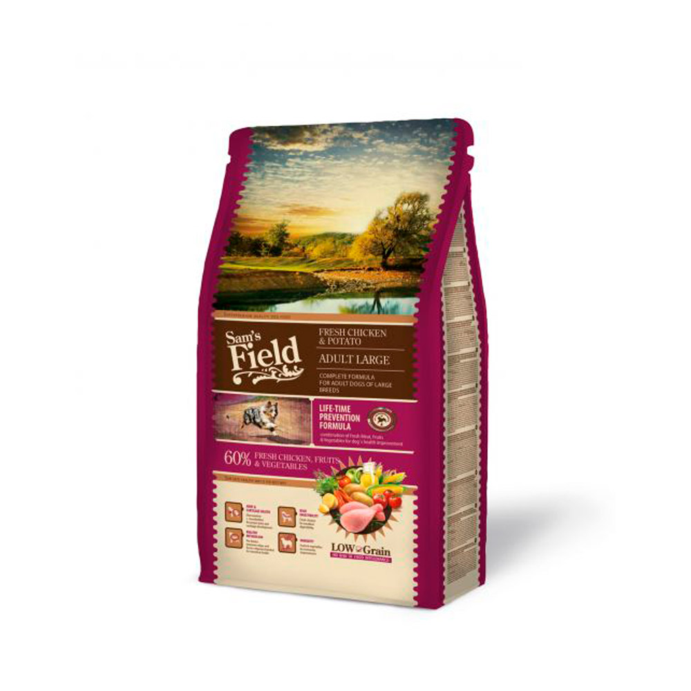 Hrană uscată pentru câini Sam's Field Fresh Adult Large, pui și cartofi, 2,5 kg