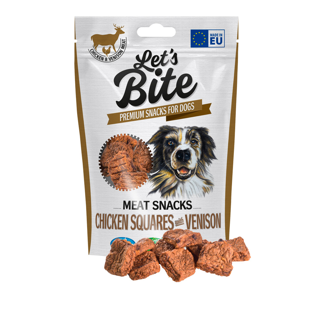 Recompense pentru câini Brit Let's Bite Meat Snacks, cuburi de pui cu vânat, 80 g