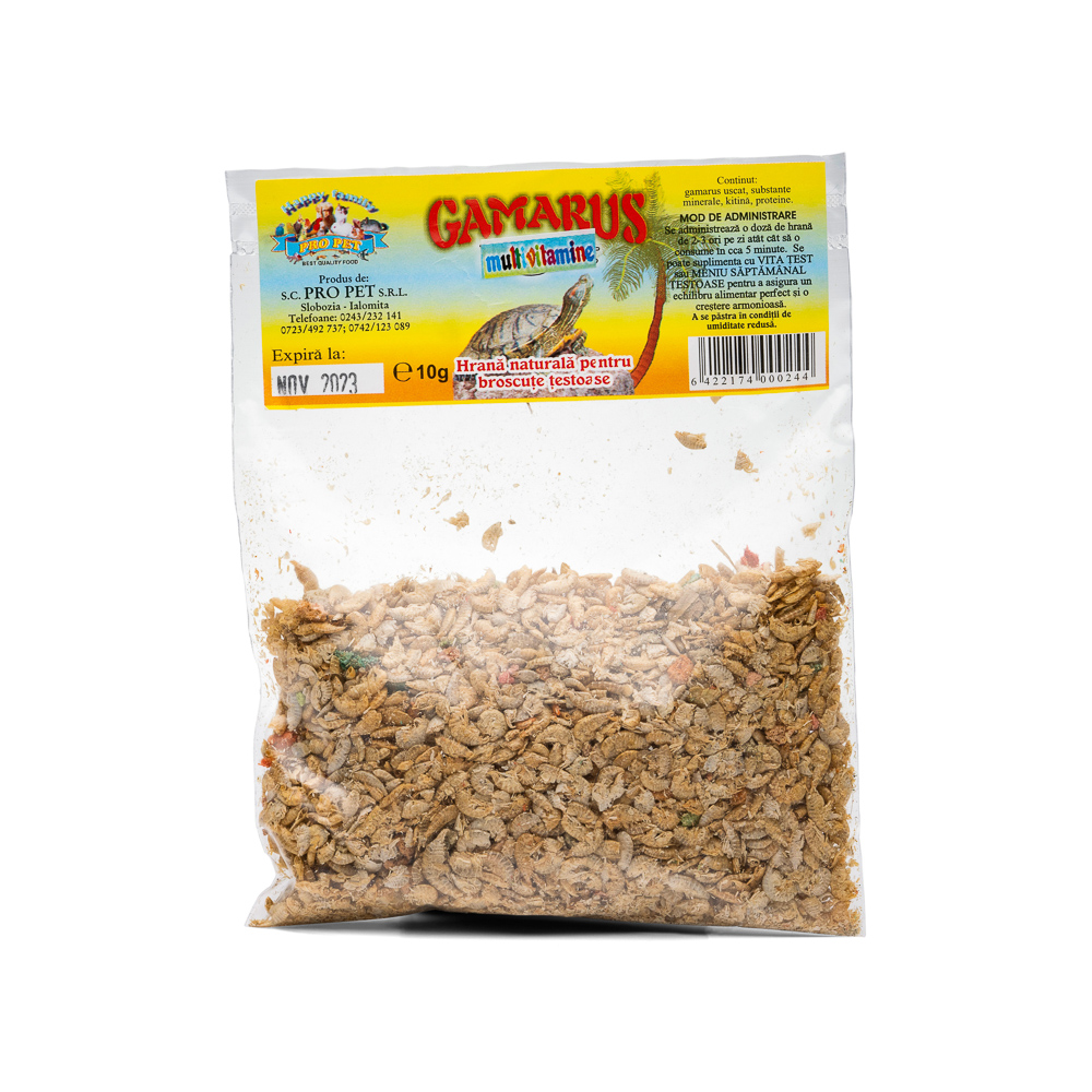 Hrană naturală Gammarus pentru broaște țestoase și pești de iaz, 10 g