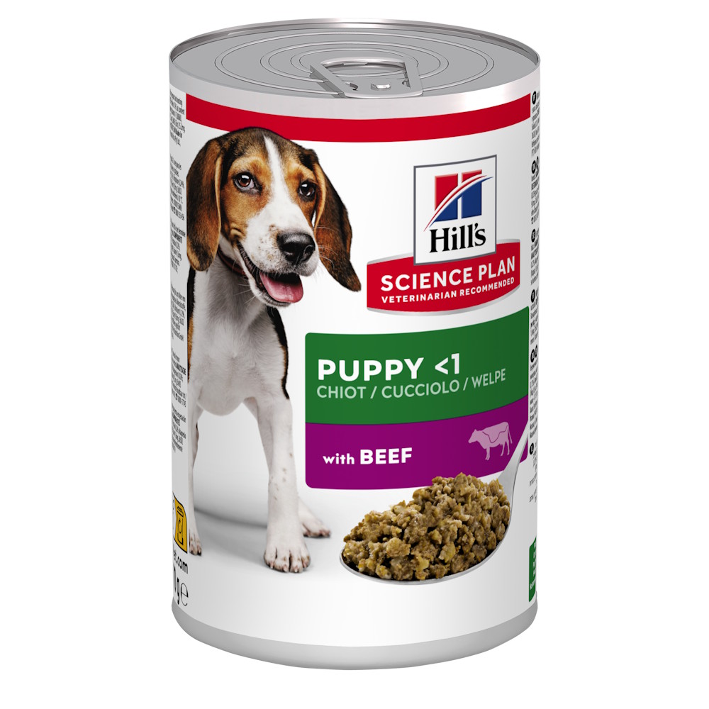 Hrană umedă pentru căței Hill's Science Plan Puppy, vită, 370 g (conservă)