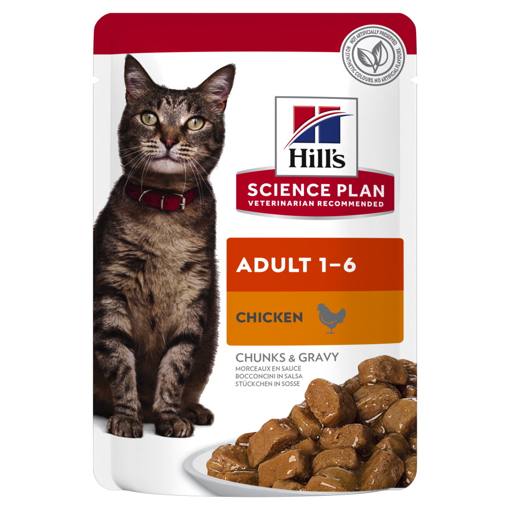 Hrană umedă pentru pisici Hill's Science Plan Adult, pui, 12 × 85 g (plicuri)