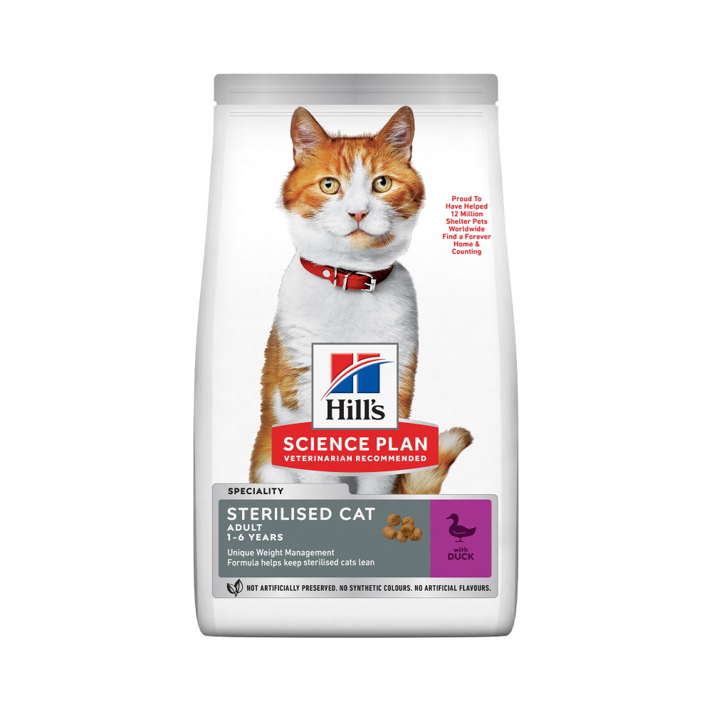Hrană uscată pentru pisici Hill's Science Plan Adult Sterilised, rață, 1,5 kg