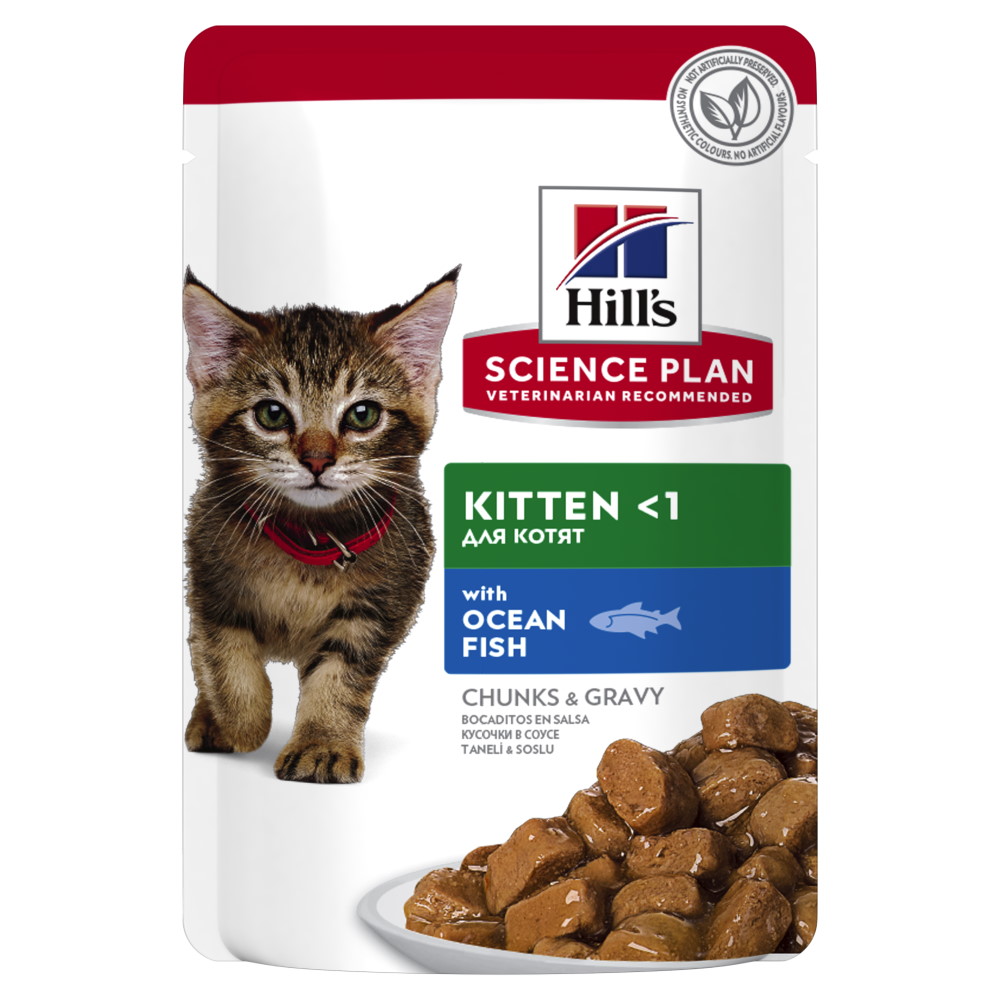 Hrană umedă pentru pisoi Hill's Science Plan Kitten, pește oceanic, 12 × 85 g (plicuri)
