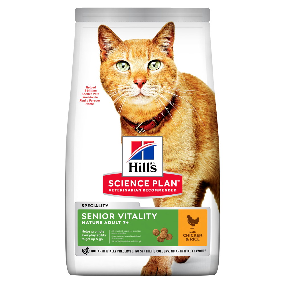 Hrană uscată pentru pisici Hill's Science Plan Senior Vitality, pui, 1,5 kg