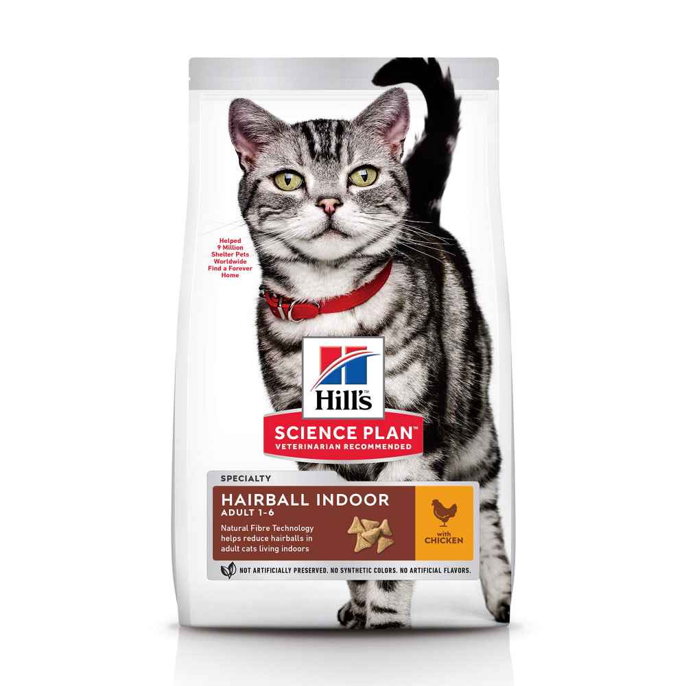 Hrană uscată pentru pisici Hill's Science Plan Adult Hairball & Indoor, pui, 300 g