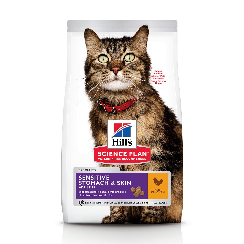 Hrană uscată pentru pisici Hill's Science Plan Adult Sensitive Stomach & Skin, pui, 1,5 kg