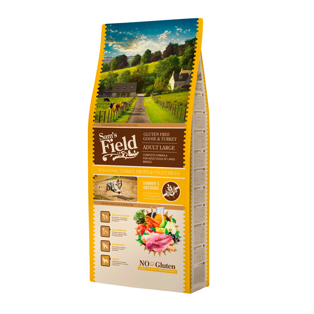 Hrană uscată pentru câini Sam's Field Adult Large, gâscă și curcan, 13 kg