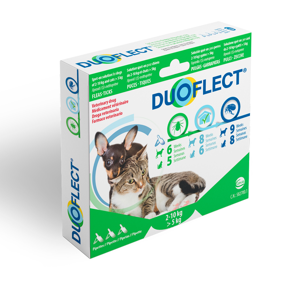 Duoflect pipete antiparazitare pentru câini 2–10 kg și pisici peste 5 kg, 3 pipete
