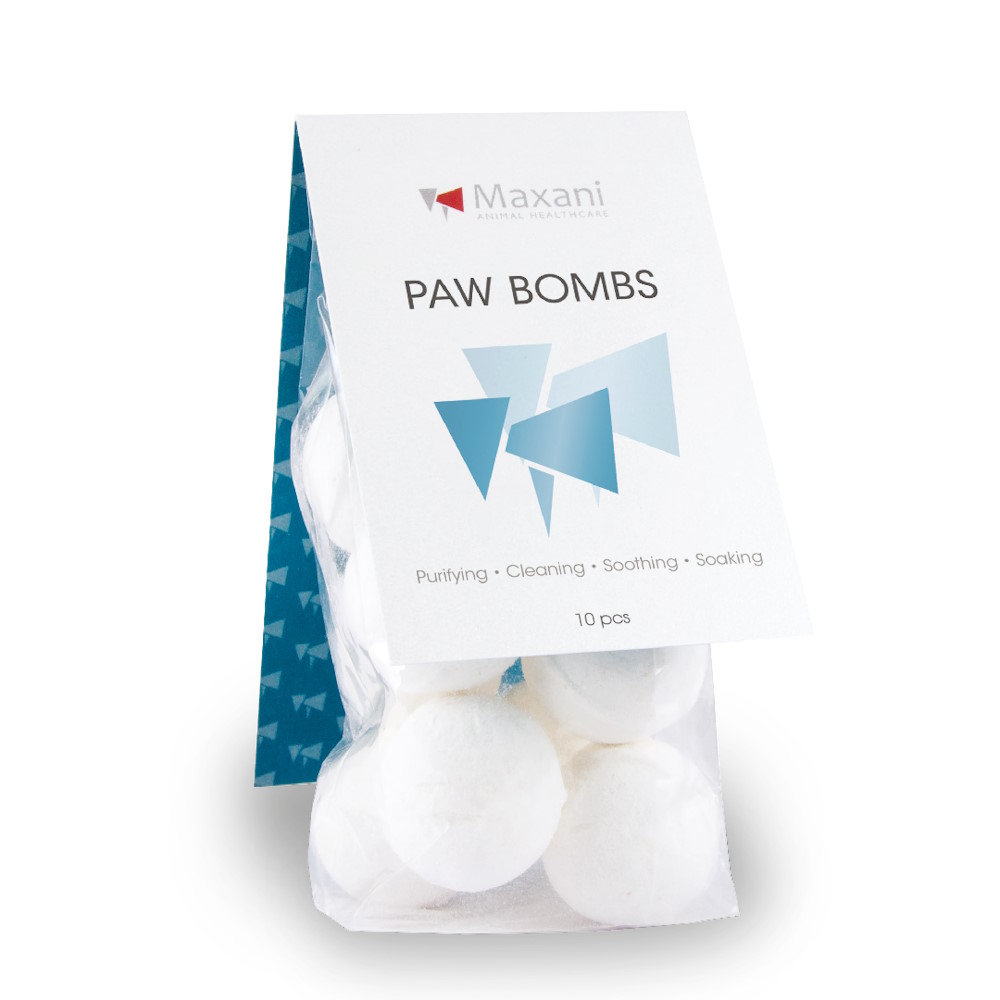 Bile pentru baia lăbuțelor Maxani Paw Bombs, mușețel, gălbenele și sare de la Marea Moartă, 10 buc
