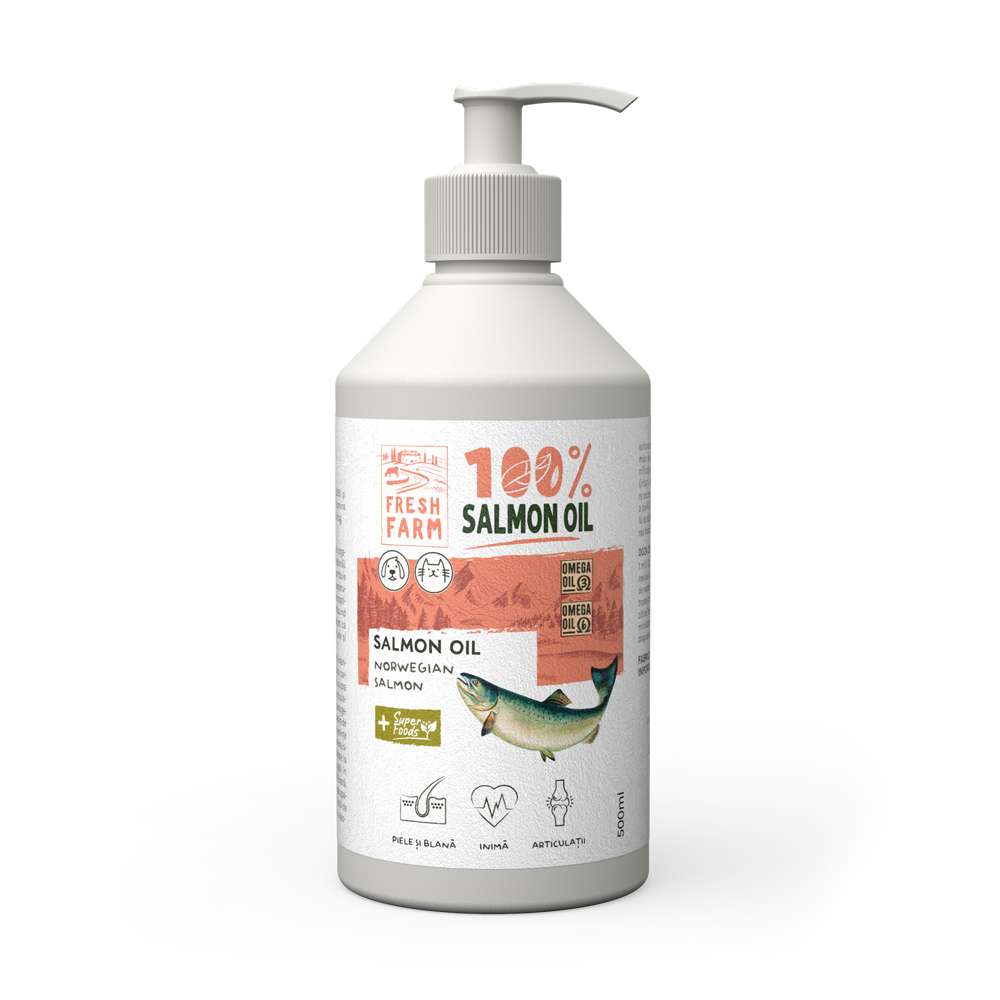 Ulei de somon Fresh Farm pentru câini și pisici, 500 ml