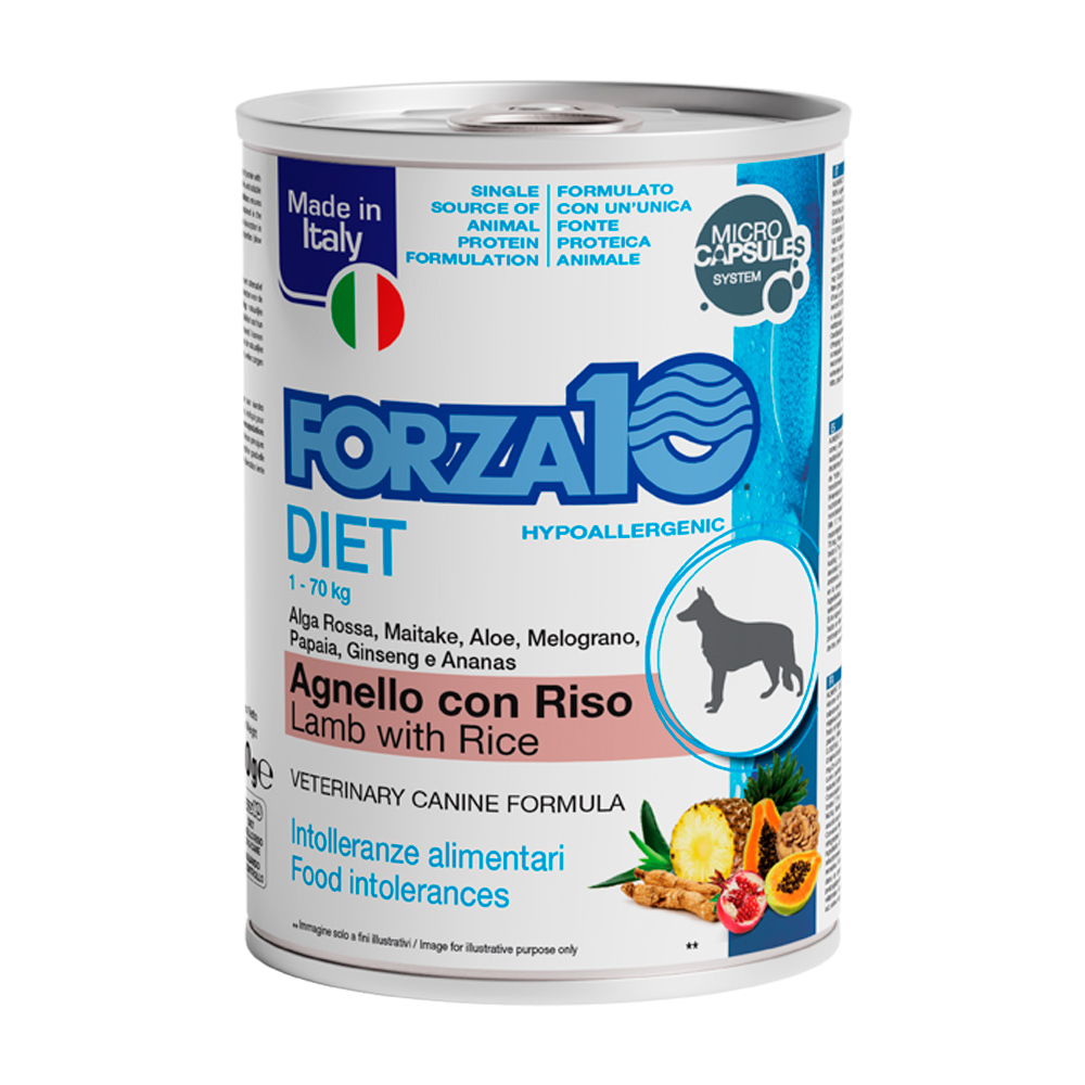Hrană umedă pentru câini Forza10, miel și orez, 400 g