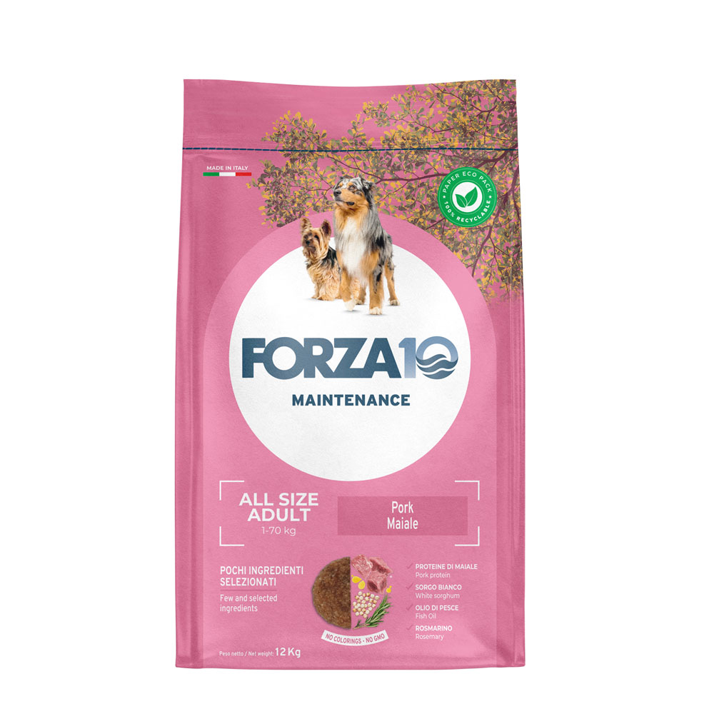 Hrană uscată pentru câini Forza10 All Day, toate taliile, porc, 12 kg