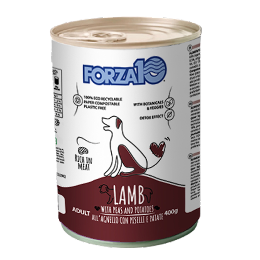 Hrană umedă pentru câini Forza10 All Day, miel și mazăre, 400 g