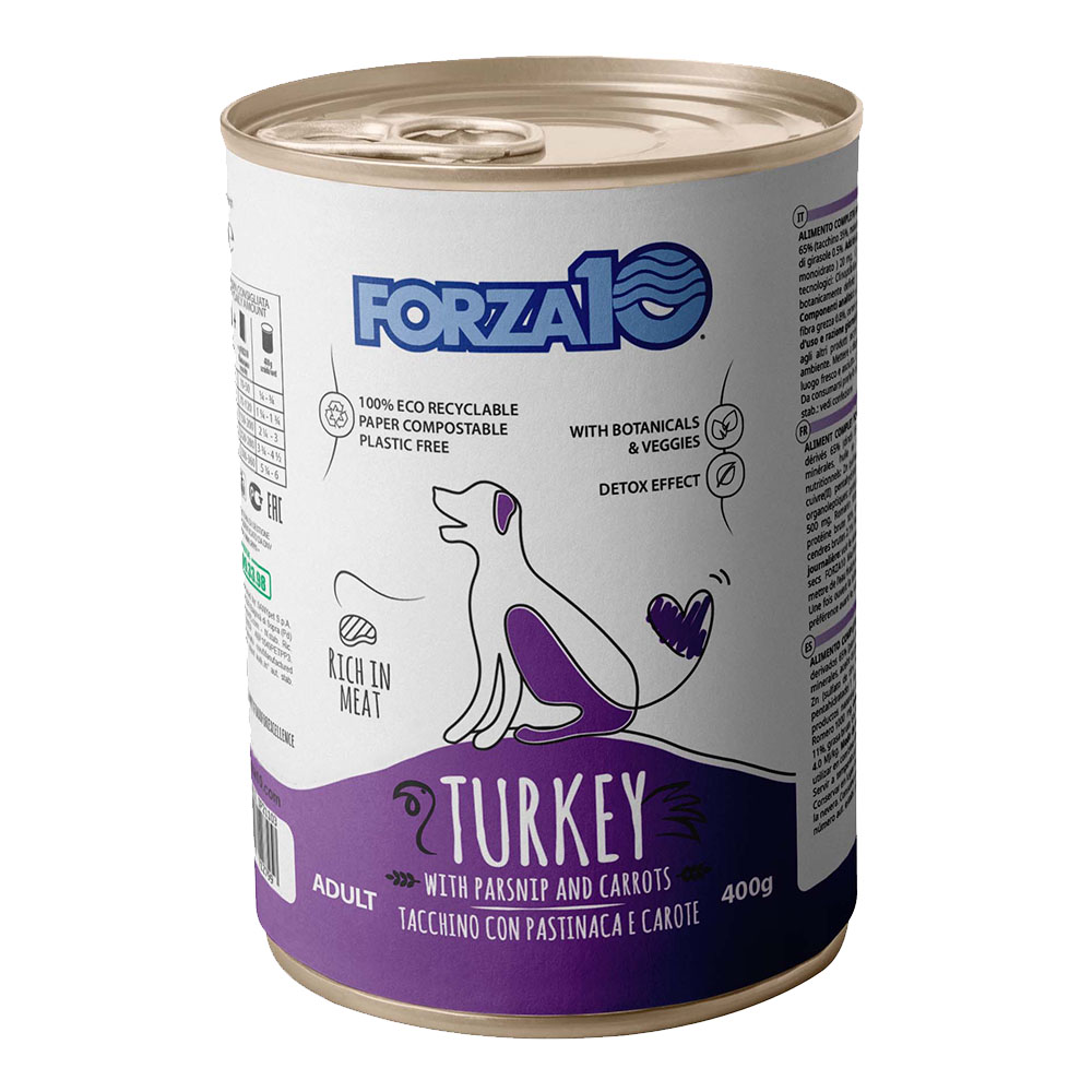 Hrană umedă pentru câini Forza10 All Day, curcan și morcovi, 400 g
