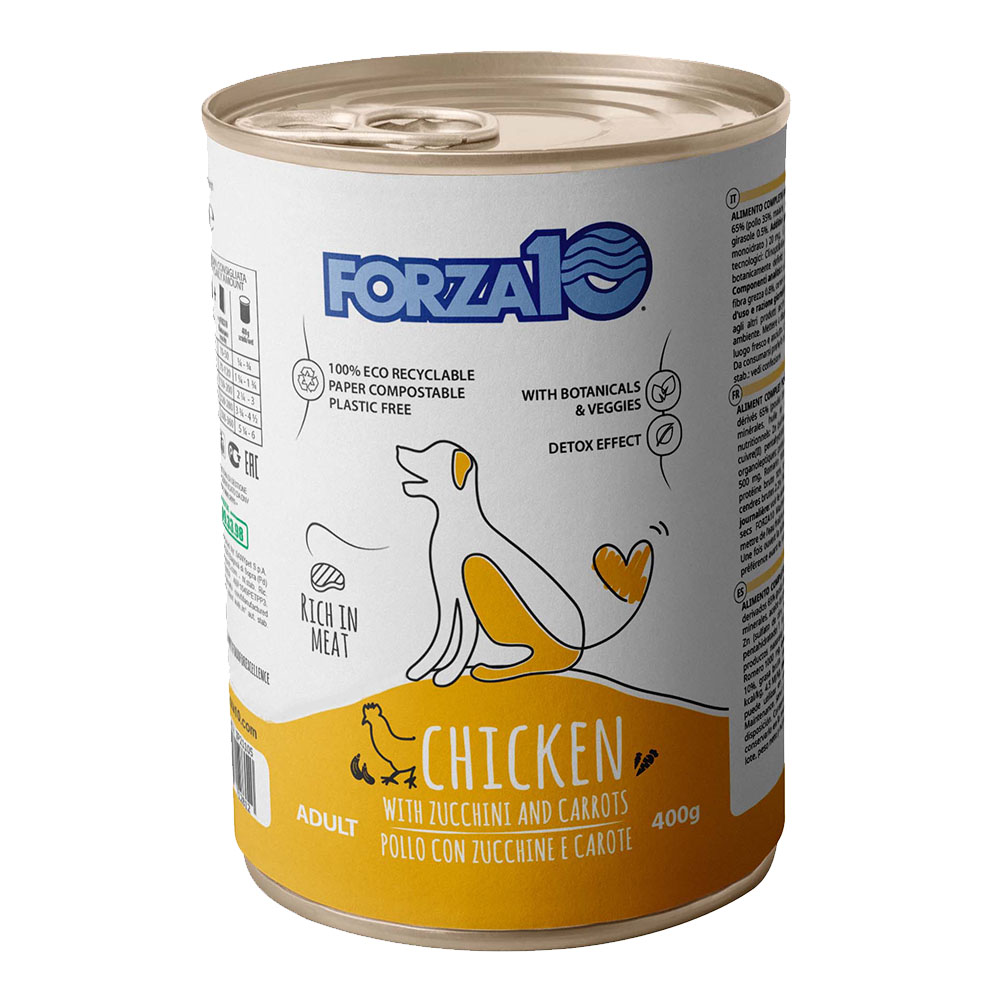 Hrană umedă pentru câini Forza10 All Day, pui și dovlecei, 400 g