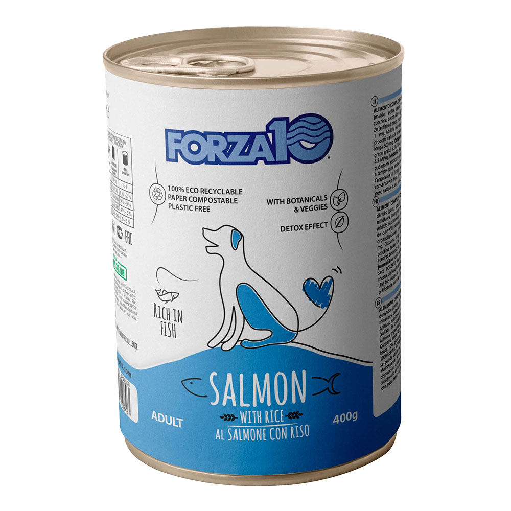 Hrană umedă pentru câini Forza10 All Day, somon și orez alb, 400 g