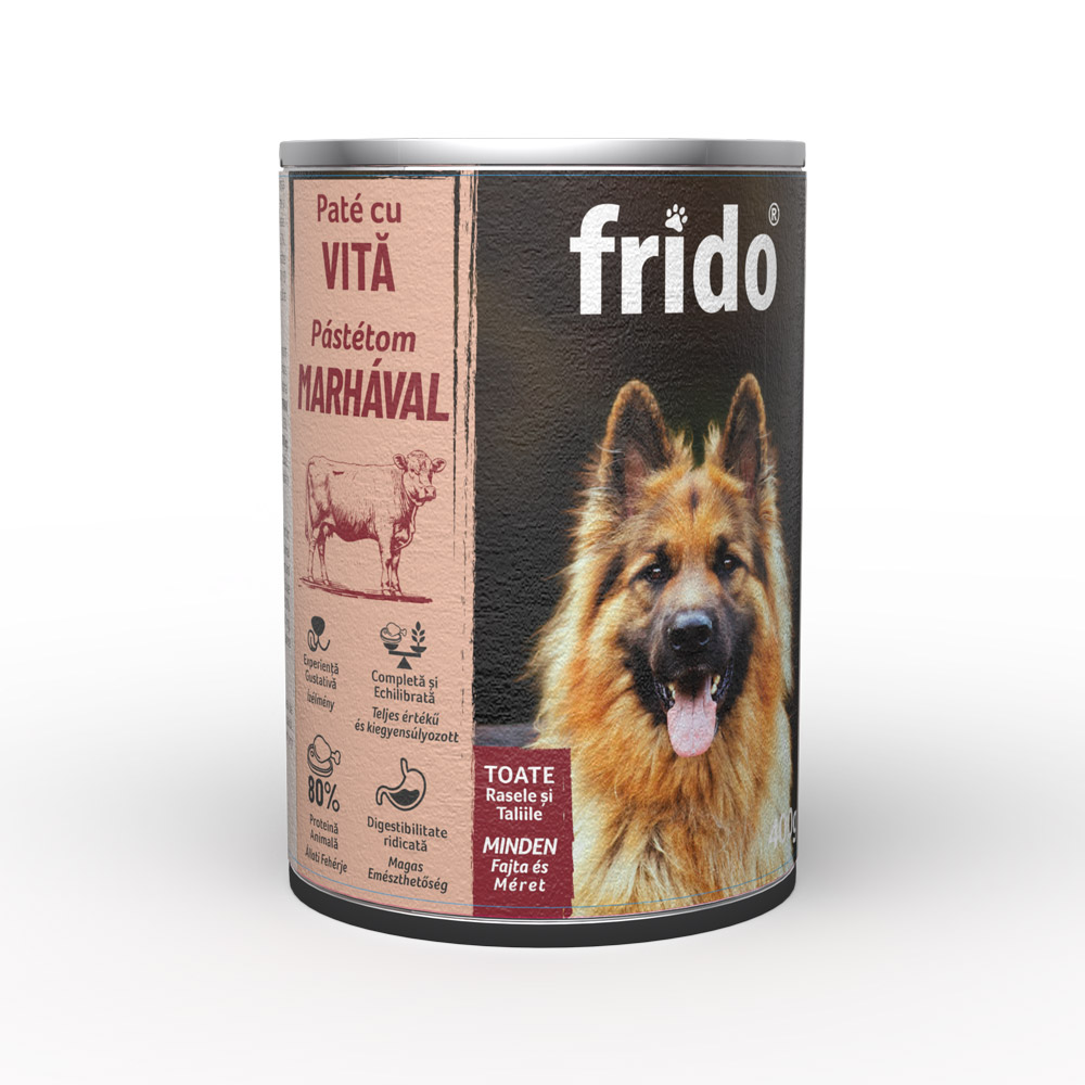 Hrană umedă pentru câini Frido pate cu vită, 400 g