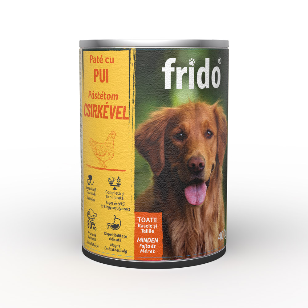 Hrană umedă pentru câini Frido pate cu pui, 400 g