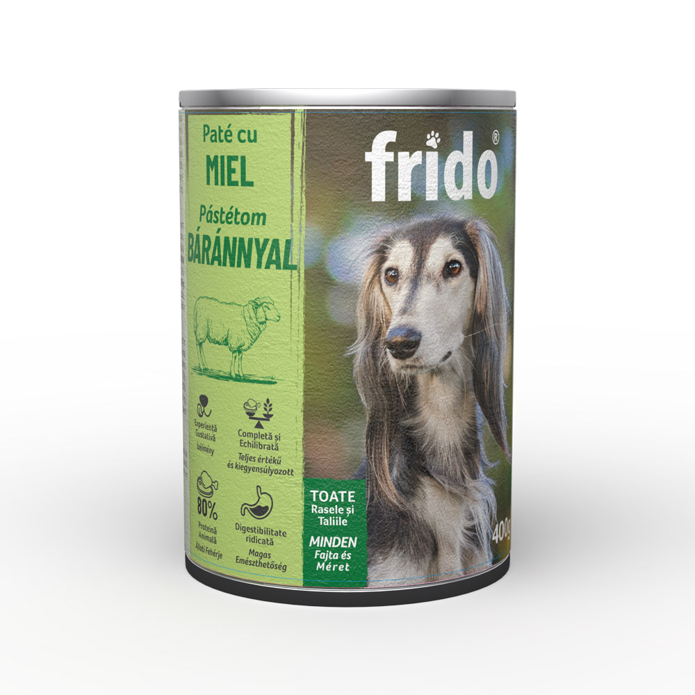 Hrană umedă pentru câini Frido pate cu miel, 400 g
