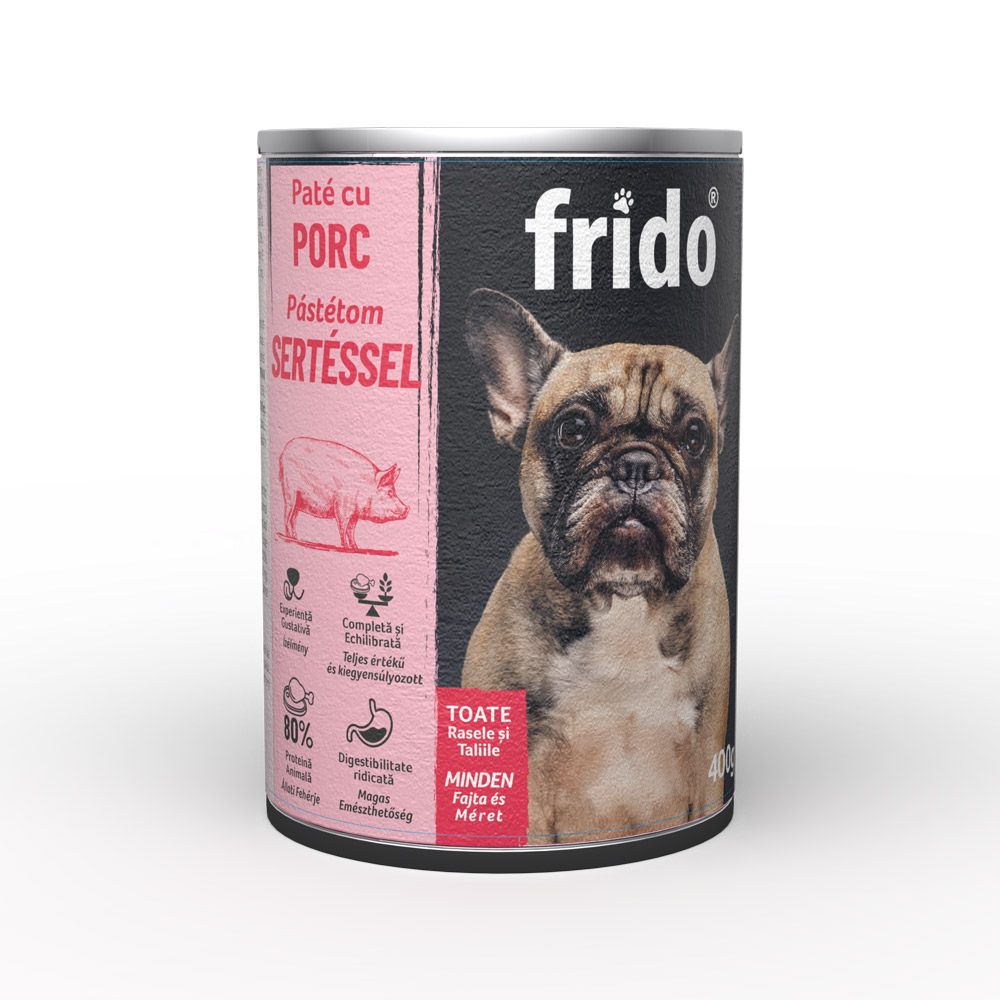 Hrană umedă pentru câini Frido pate cu porc, 400 g