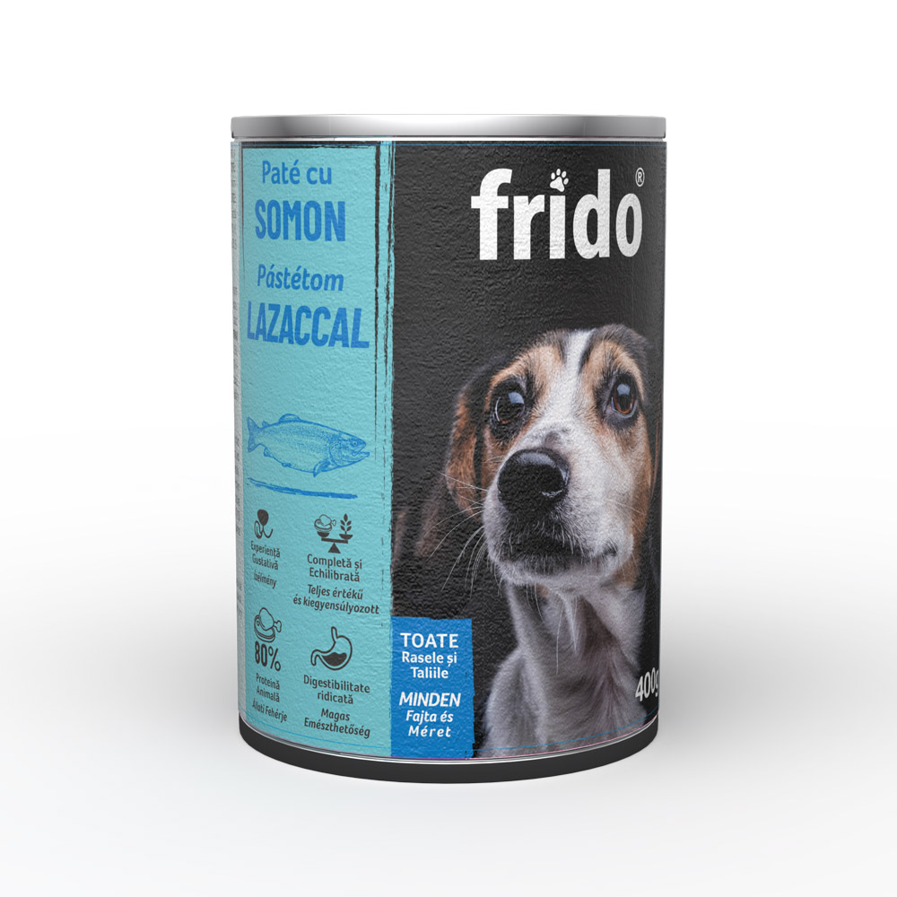 Hrană umedă pentru câini Frido pate cu somon, 400 g