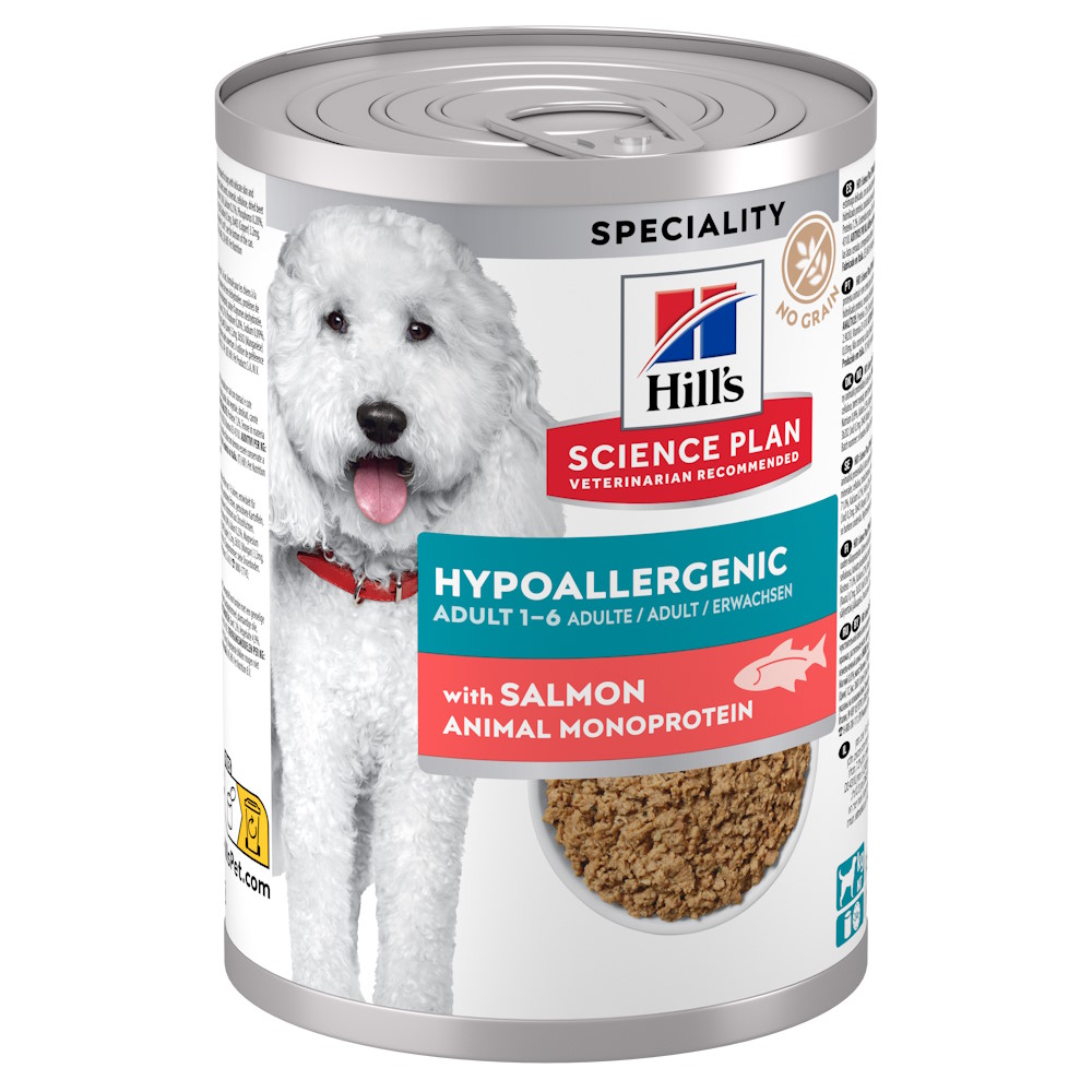 Hrană umedă pentru câini Hill's Science Plan Adult Hypoallergenic No Grain, somon, 363 g (conservă)