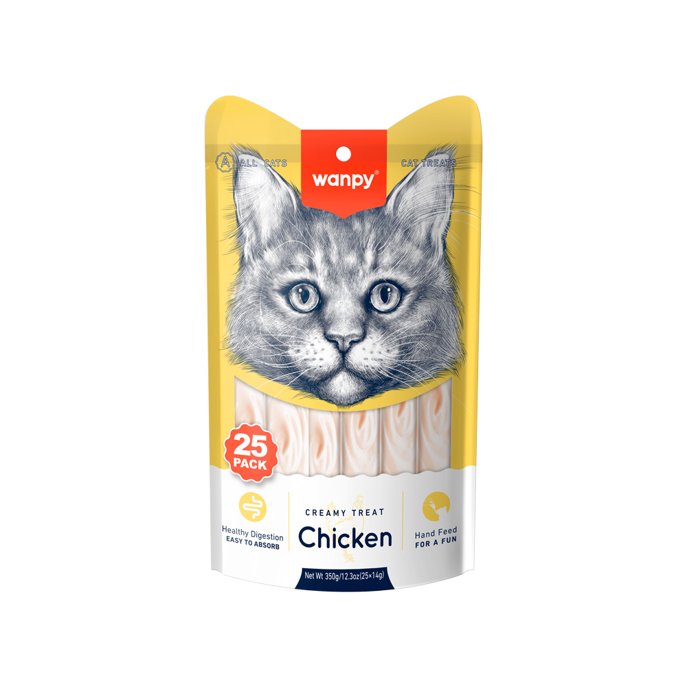 Recompense cremoase pentru pisici Wanpy, pui, 25 × 14 g