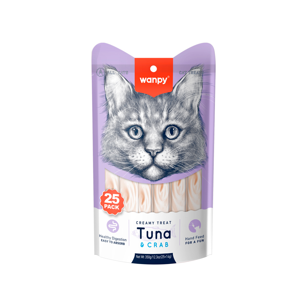 Recompense cremoase pentru pisici Wanpy, ton și cod, 25 × 14 g
