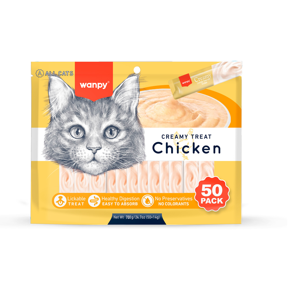 Recompense cremoase pentru pisici Wanpy, pui, 50 × 14 g