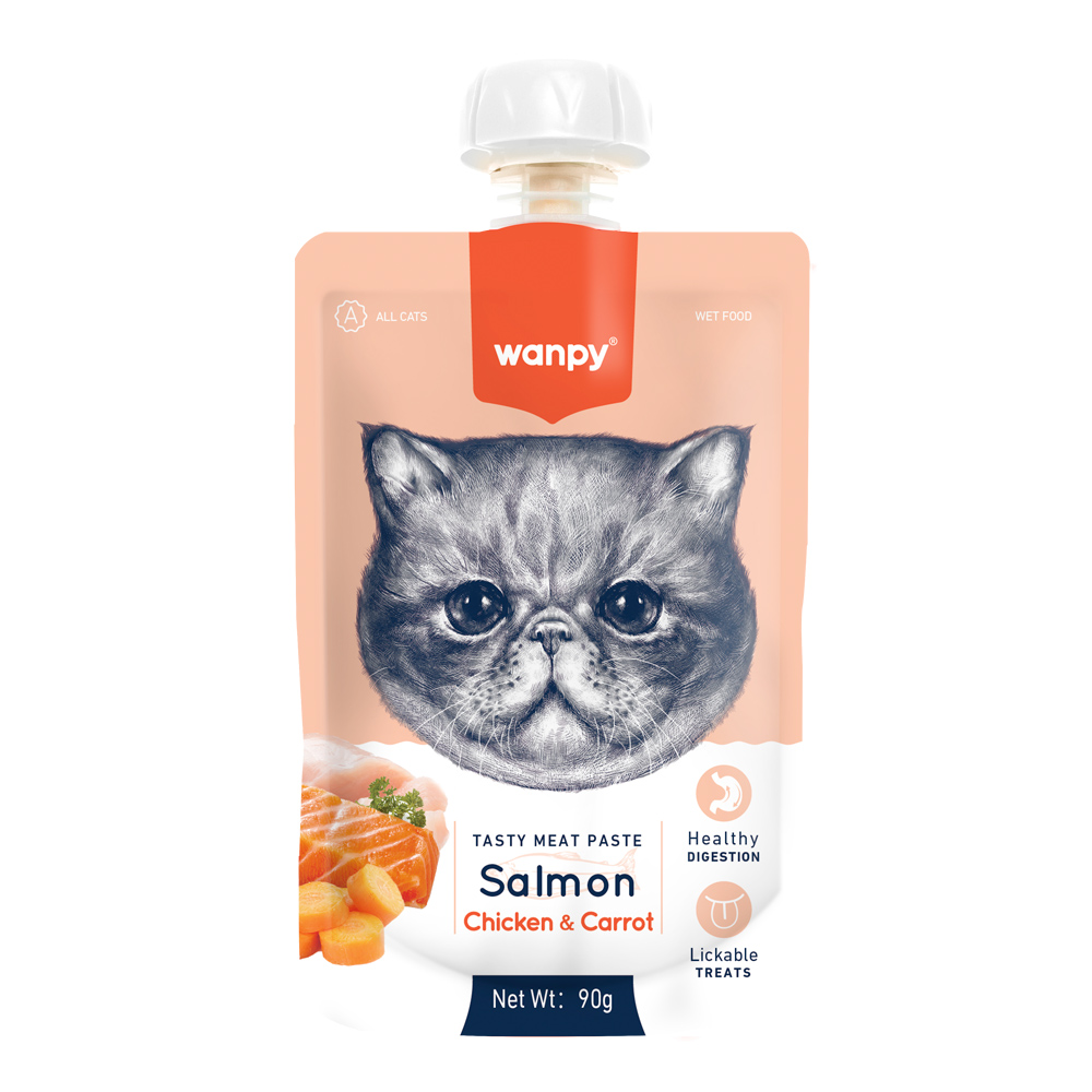 Recompense pentru pisici Wanpy, somon și pui, 90 g