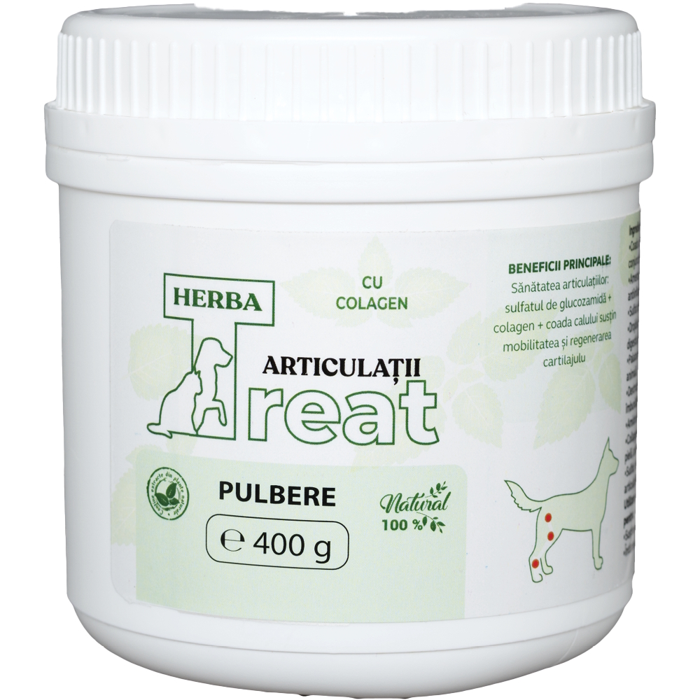 Herba-Treat pulbere cu colagen pentru articulații, câini, 400 g