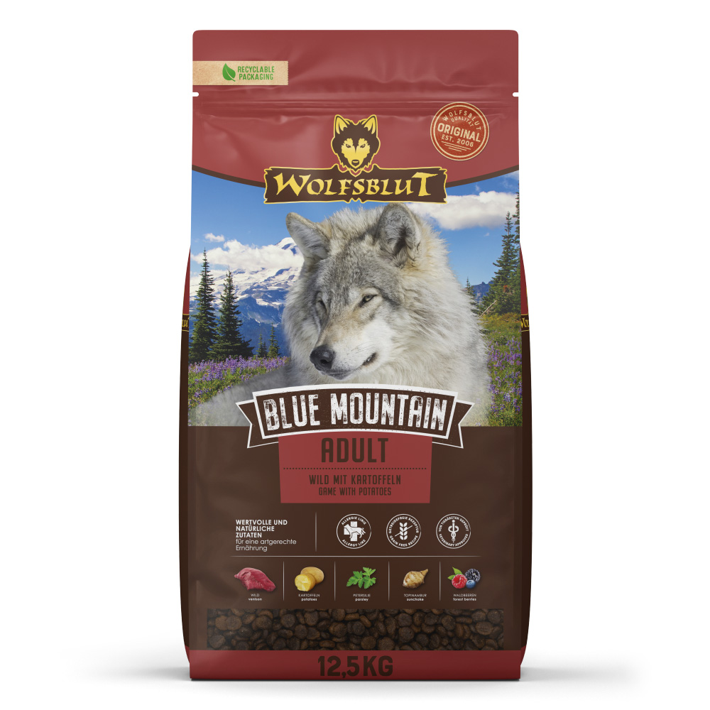 Hrană uscată pentru câini Wolfsblut Blue Mountain Adult, vânat, 12,5 kg