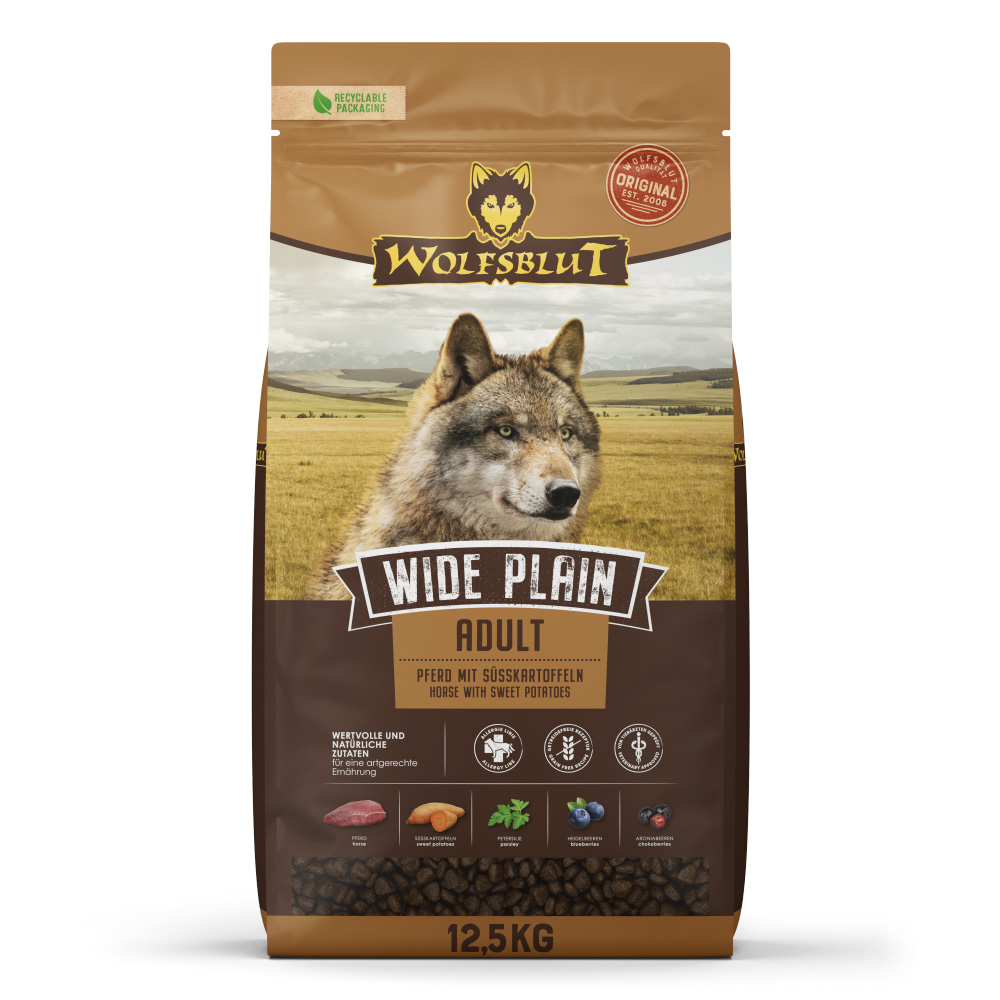 Hrană uscată pentru câini Wolfsblut Wide Plain Adult, cal, 12,5 kg