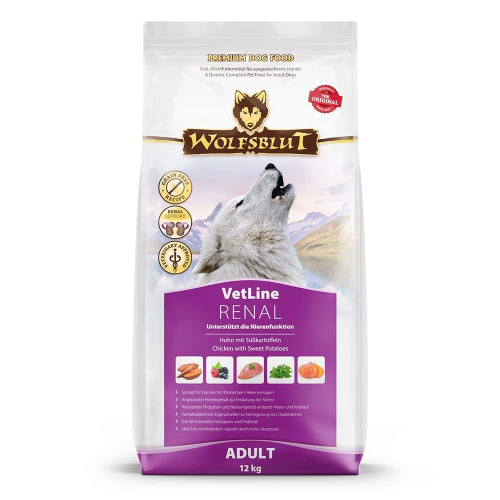 Hrană uscată pentru câini Wolfsblut VetLine Renal, pui, 12 kg