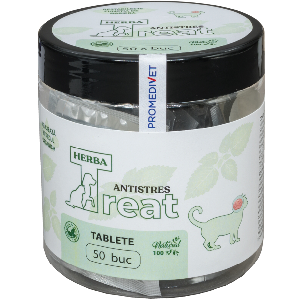 Herba-Treat tablete pisici antistres cutii 50 tbl*0.3gr