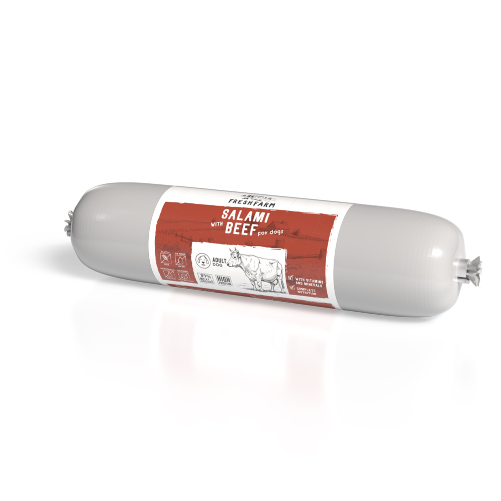 Salam pentru câini Fresh Farm, vită, 800 g