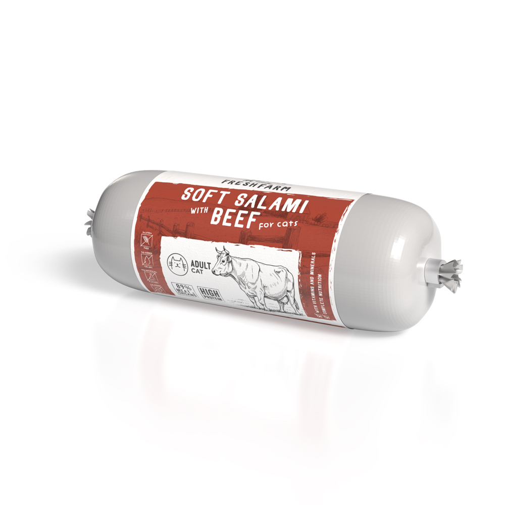 Salam pentru pisici Fresh Farm, vită, 400 g